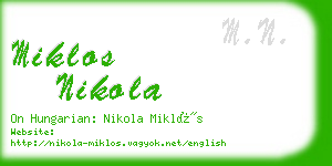 miklos nikola business card